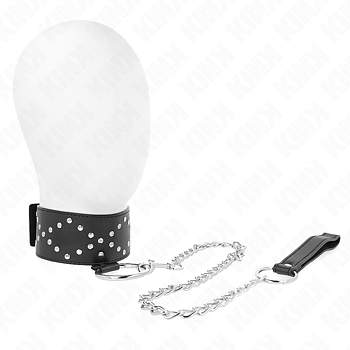 Necklace 65 Cm With Leash With Silver Studs Adjustable 36 43 Cm X 5 Cm