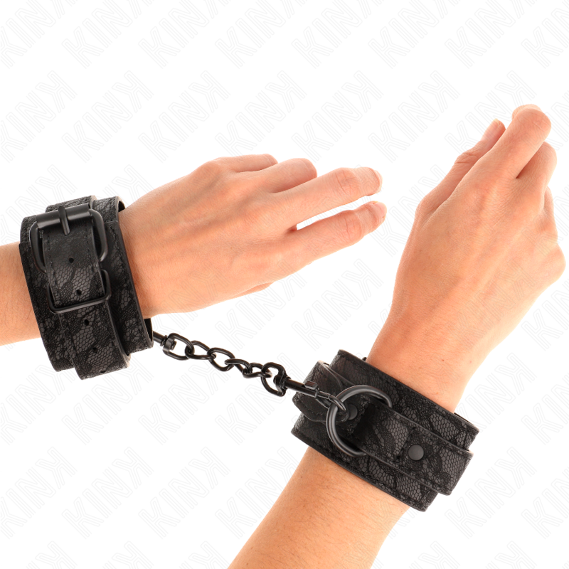 Wrist Restraint Dark Lace Covered Wrist Cuffs Adjustable 19 26 Cm