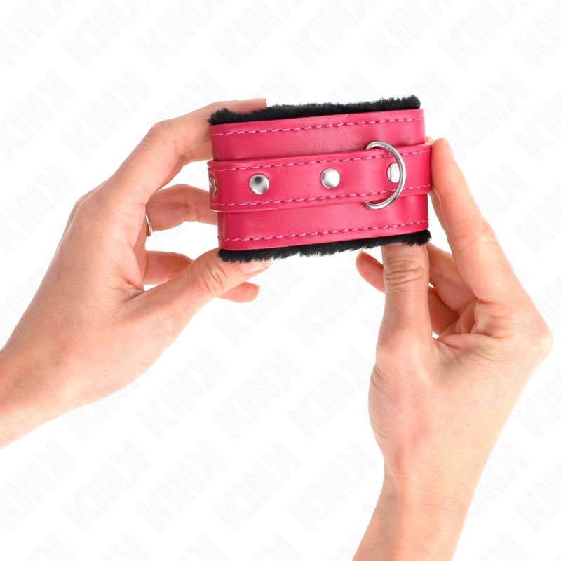 Wrist Premium Fur Lined Wrist Restraints With Raspberry Rose Belt Adjustable 17 29 Cm X 6 Cm - 4