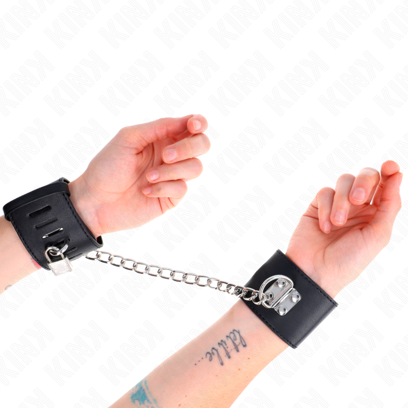 Wrist Fixed Wrist Restraints With Chain 30 Cm And Padlock Closure Adjustable 16 23 Cm X 5 Cm