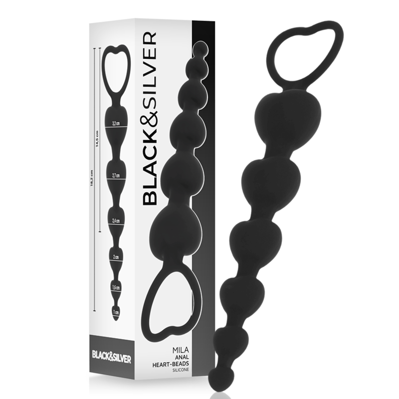 Black Silver Mila Anal Chain Of Hearts 18 cm - 2