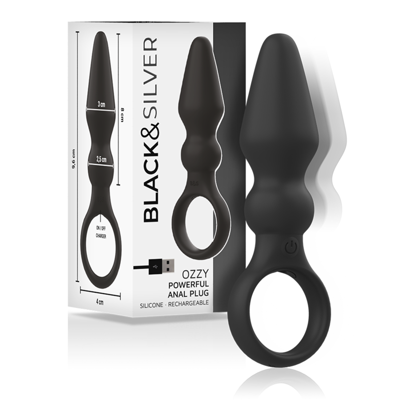 Black Silver Ozzy Powerful Silicone Anal Plug - 2
