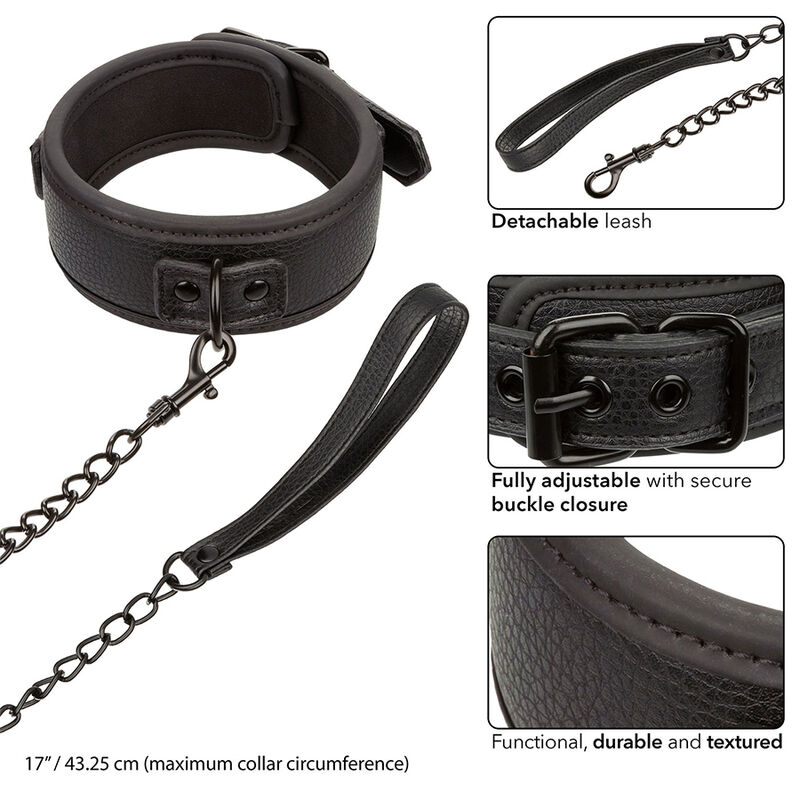 Calexotics Nocturnal Collar Leash Leather Adjustable - 4