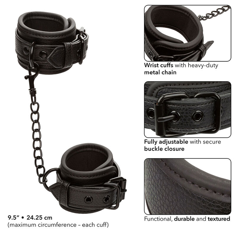 Calexotics Nocturnal Leather Wrist Cuffs Adjustable - 4