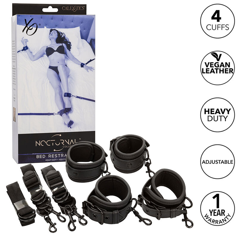 Calexotics Nocturnal Bed Restraints Leather Adjustable - 2
