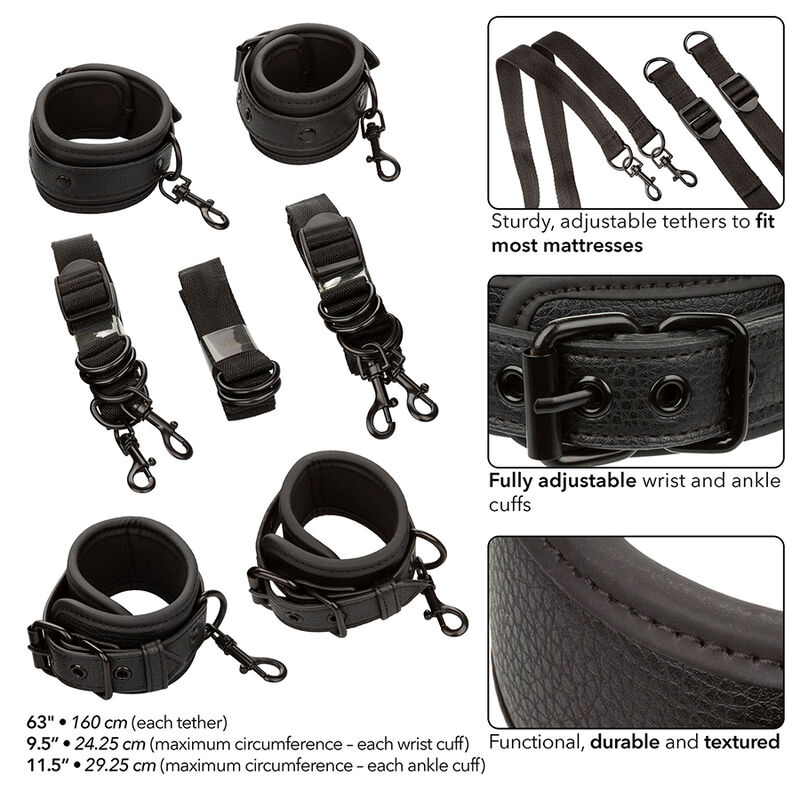 Calexotics Nocturnal Bed Restraints Leather Adjustable - 3