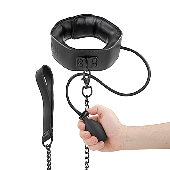 Fetish Submissive Extreme Fetish Submissive Bondage Inflatable Strangling Collar With Chain