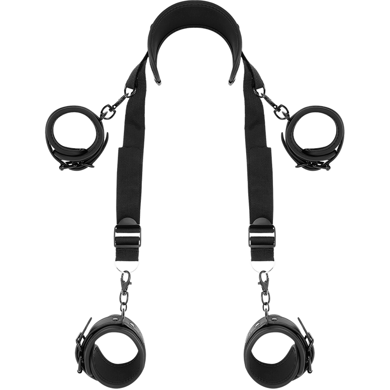 Fetish Submissive Bondage Master Position With 4 Noprene Lined Handcuffs