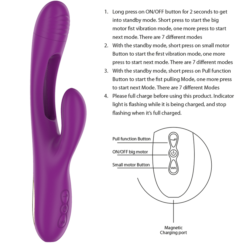 Intense High Tech Apolo Uppladdningsbar Multifunction Vibrator 7 Vibrations With Swinging Motion - 5