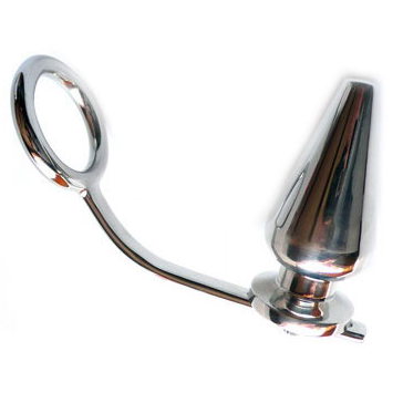 Metal Hard Steel Ring With Anal Plug 45 X 50Mm - 2