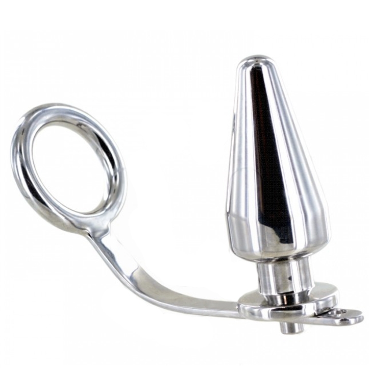 Metal Hard Steel Ring With Anal Plug 45 X 50Mm