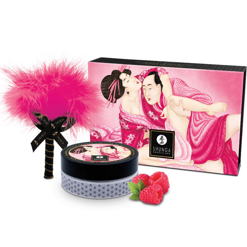 Shunga Body Power Edible Massage Powder Kit Raspberry
