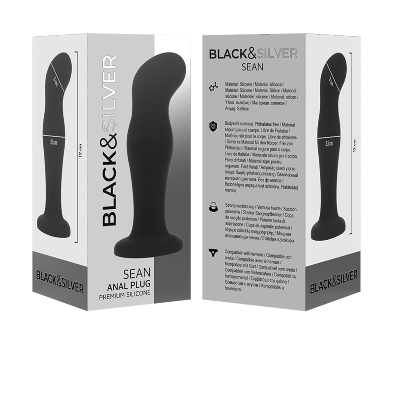Black Silver Sean Plug Anal Premium Silicone - 5