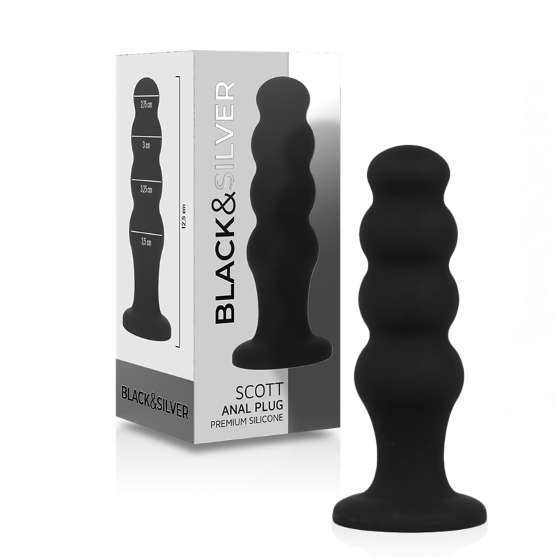 Black Silver Scott Premium Silicone Anal Plug - 2