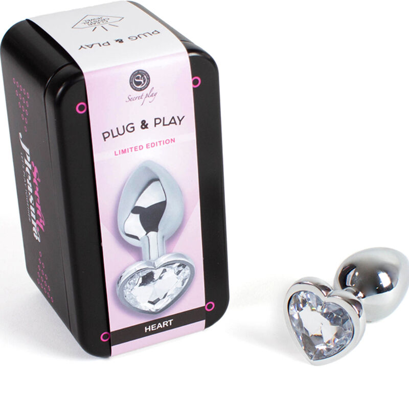Secretplay Toys Metal Butt Plug Clear Crystal Heart Small Size 7 Cm - 2