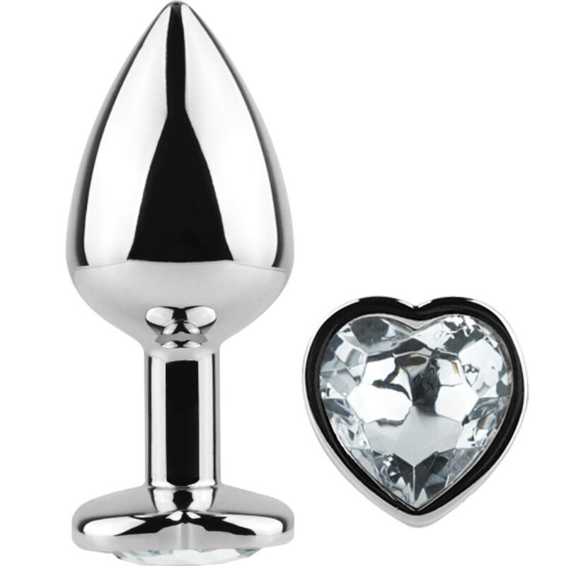 Secretplay Toys Metal Butt Plug Clear Crystal Heart Small Size 7 Cm