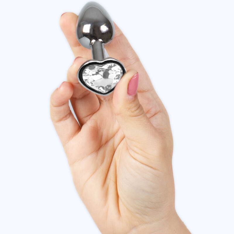 Secretplay Toys Metal Butt Plug Clear Crystal Heart Small Size 7 Cm - 3