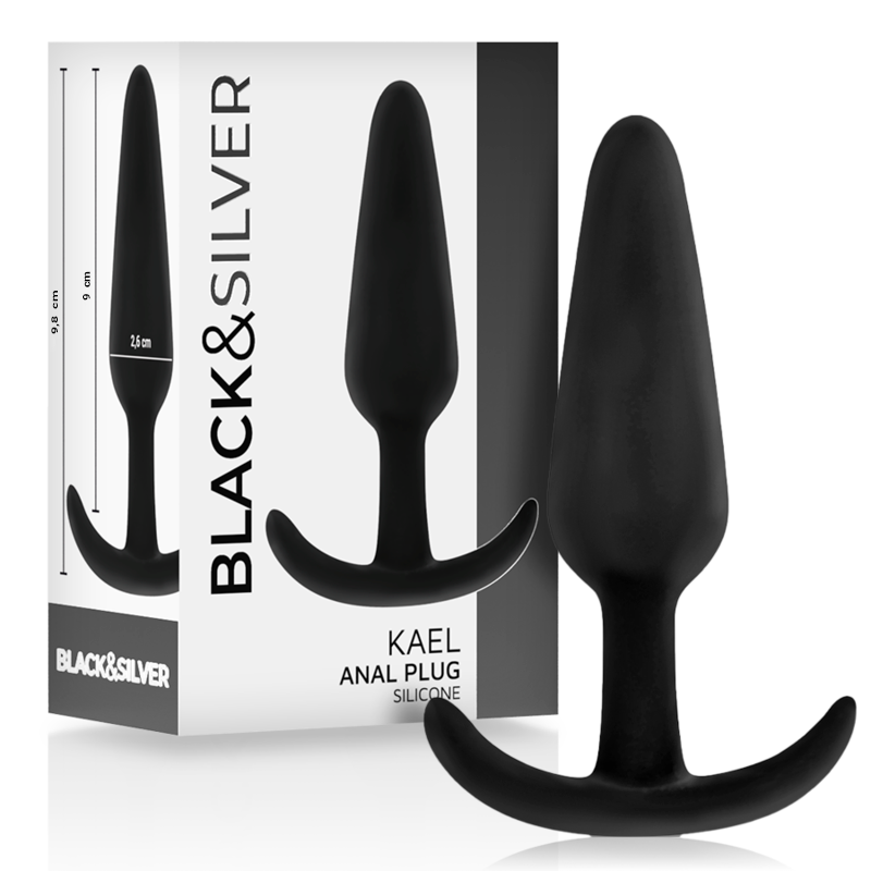 Black Silver Kael Silicone Anal Plug With Medium Handle - 2