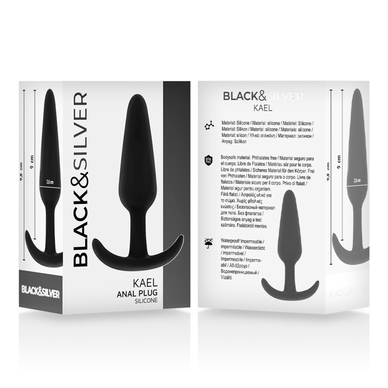 Black Silver Kael Silicone Anal Plug With Medium Handle - 5
