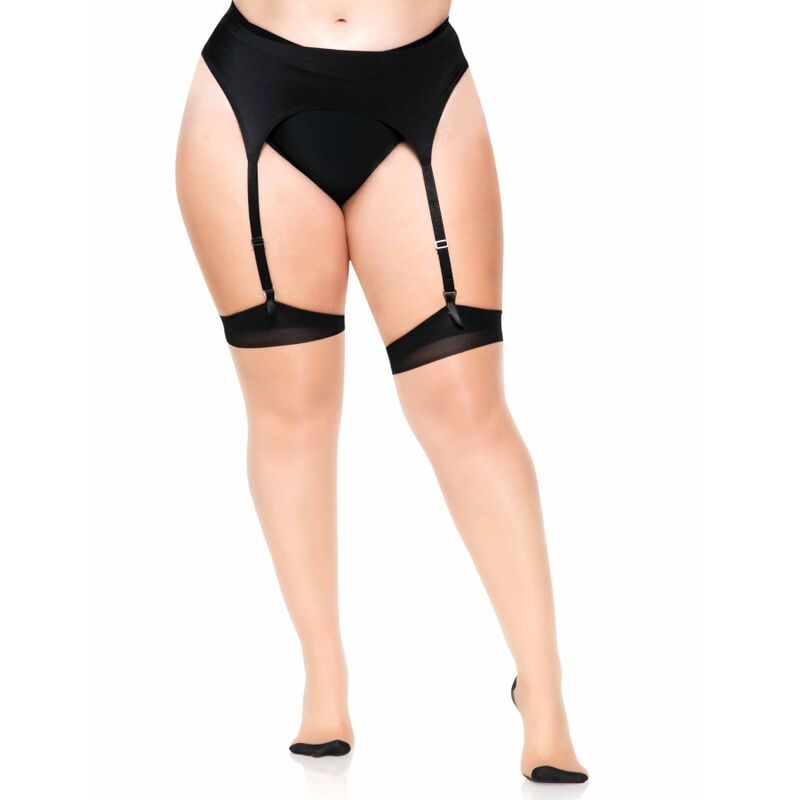 Leg Avenue Plus Lycra Sheer 2 Tone Thigh High With Backseam And Cuban Heel - 3
