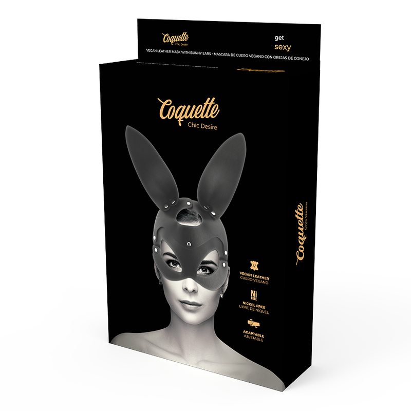 Coquette Chic Desire Vegan Leather Mask With Bunny Ears - 5