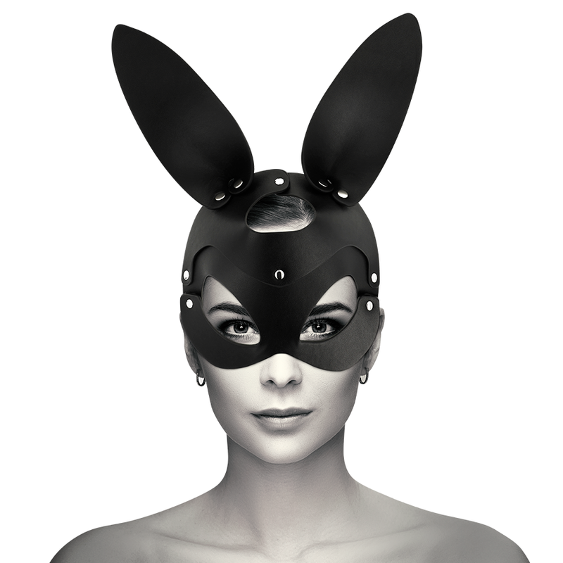 Coquette Chic Desire Vegan Leather Mask With Bunny Ears - 2