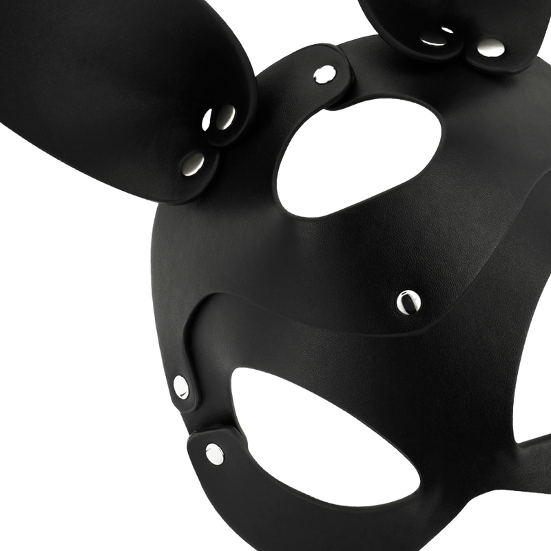 Coquette Chic Desire Vegan Leather Mask With Bunny Ears - 4