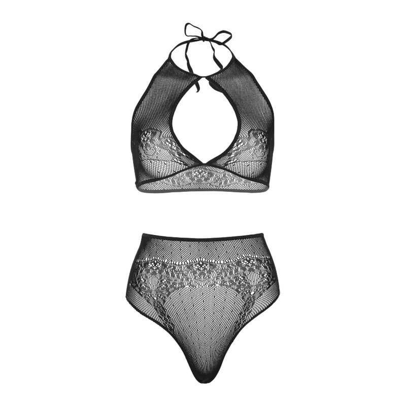 Leg Avenue Two Pieces Set Halter Crop Top Thong Panty - 5