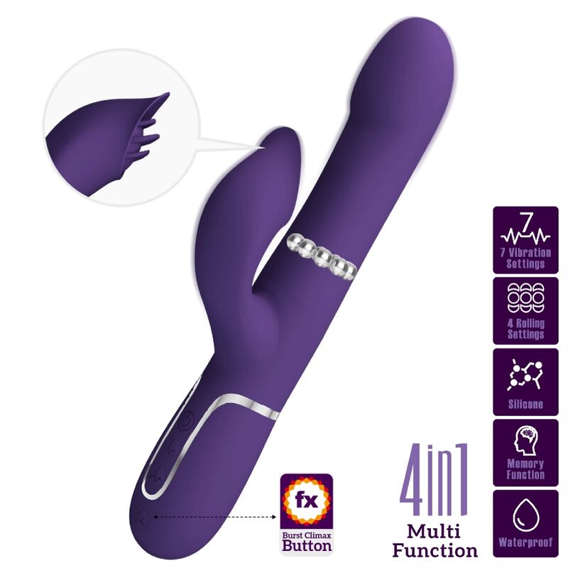 High Tech Pretty Love Zalin Rabbit Vibrator Pearls 4 In 1 - 2
