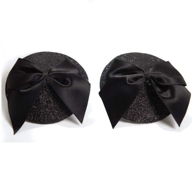 Bijoux Burlesque Pasties Burlesque Shiny Nipple Covers With Bow - 3