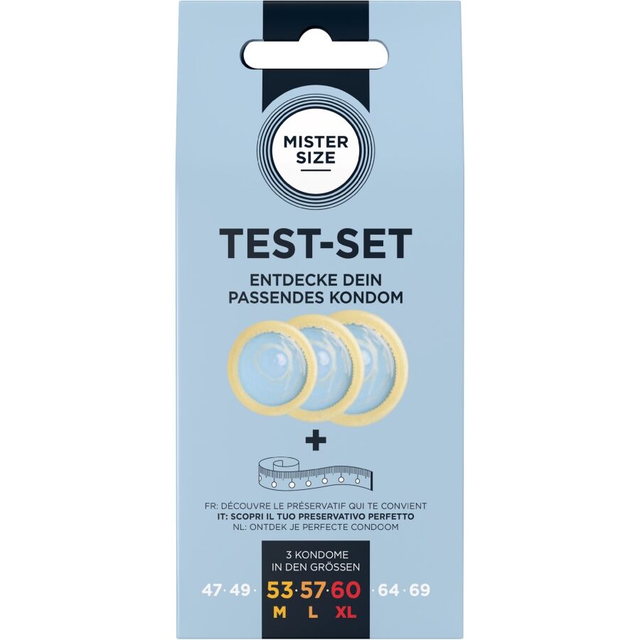 Mister Test Set 3 Different Sized Condoms Measuring Tape