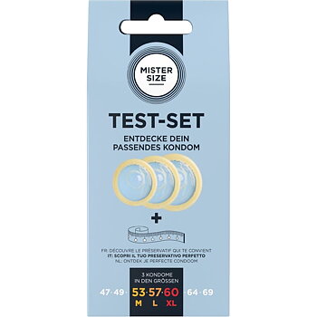 Mister Test Set 3 Different Sized Condoms Measuring Tape