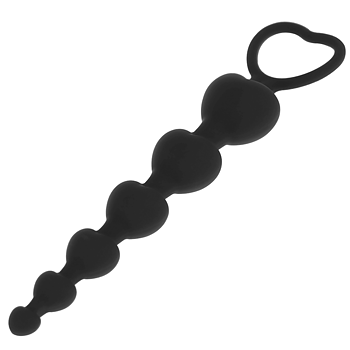 Black Silver Mila Anal Chain Of Hearts 18 Cm