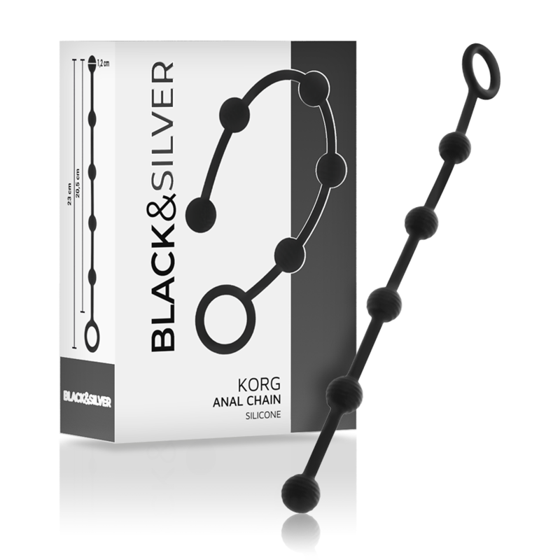 Black Silver Korg Anal Rosary Silicone Initiation 21 Cm - 2