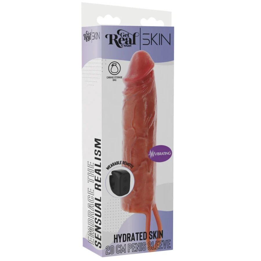 Get Real Hydrated Skin Silicone Vibrating Penis Sleeve 20 cm - 5