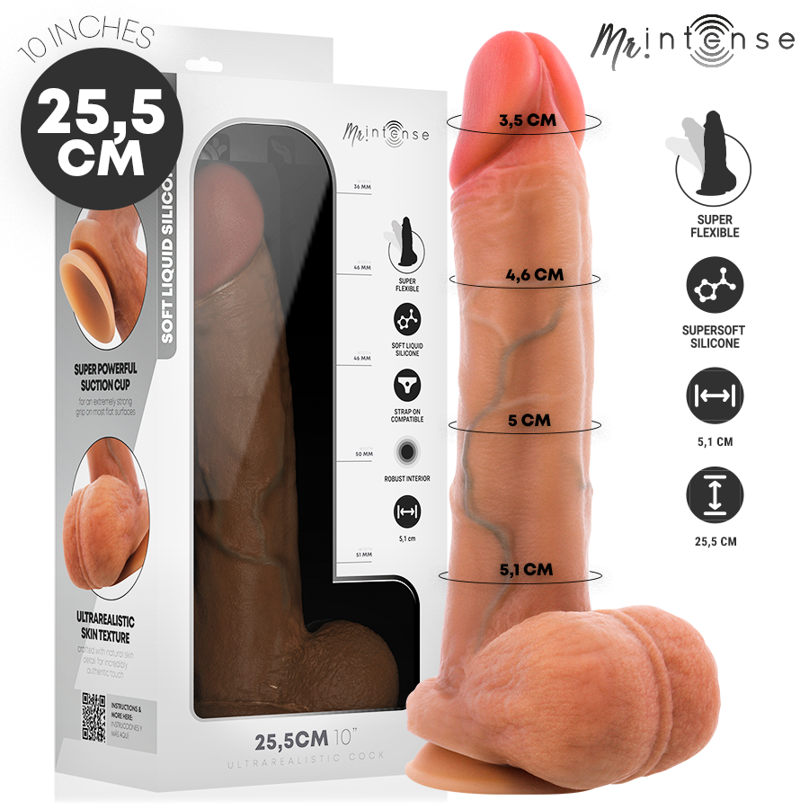 Mr Intense Dildos MR Intense Gary Ultra Realistisk Silikon Cock Med testiklar 25,5 cm Ø 5,1 cm