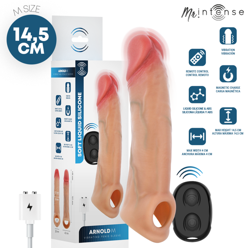 Mr Intense Penis MR Intense Arnold Vibrator Silikon Penis Sleeve With Fjärrstyrd 14,5 cm Ø 4 cm