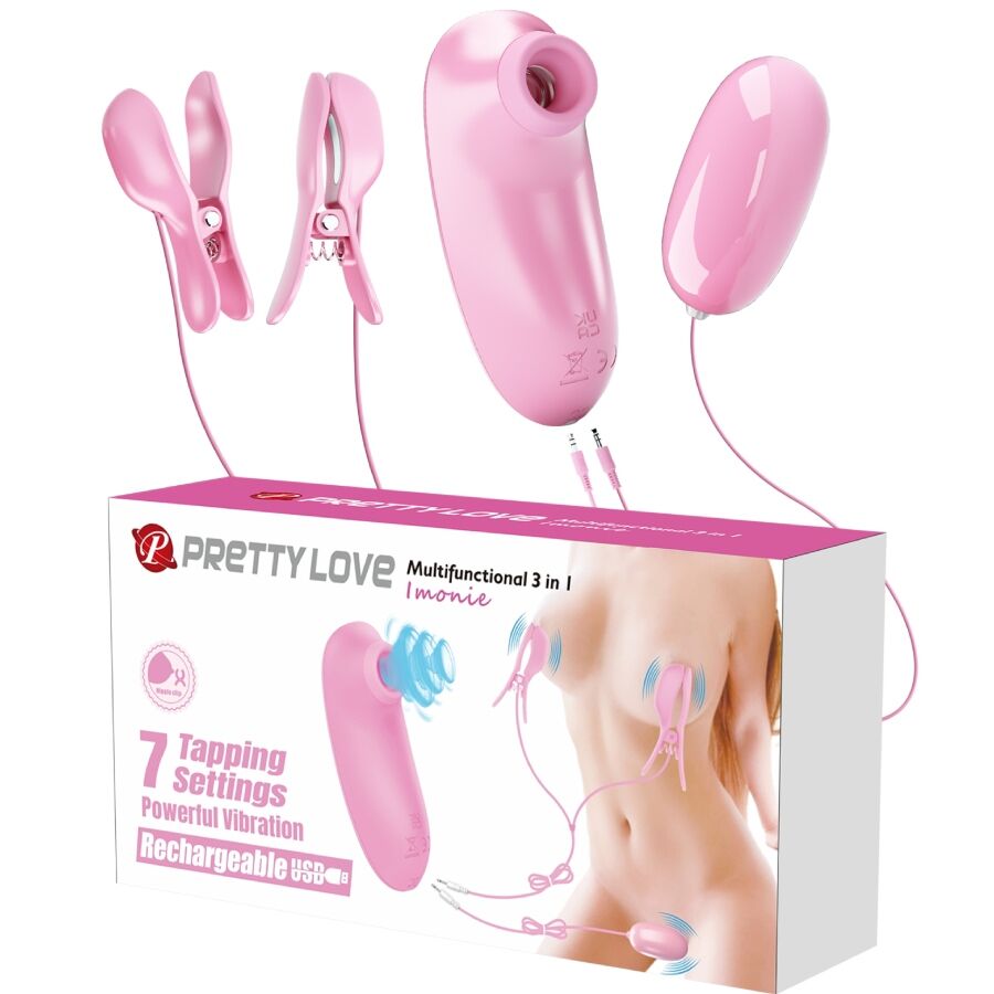 Fun Toys Pretty Love Imonie 3 In 1 Multifunctional Set With Suction Cup Nipples And Clitoris - 2