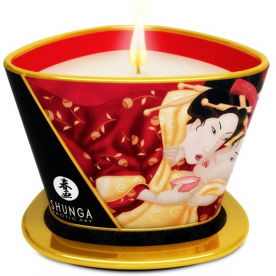 Shunga Candles Mini Caress By Candelight Strawberries And Cava Massage - 2