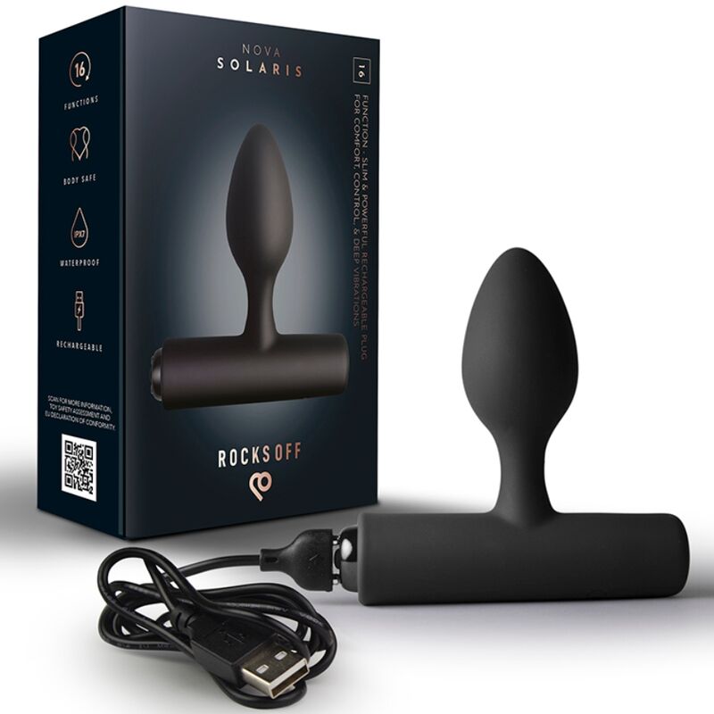 Rocks Off Nova Solaris Rechargeable Slim Powerful Anal Plug 16 Function