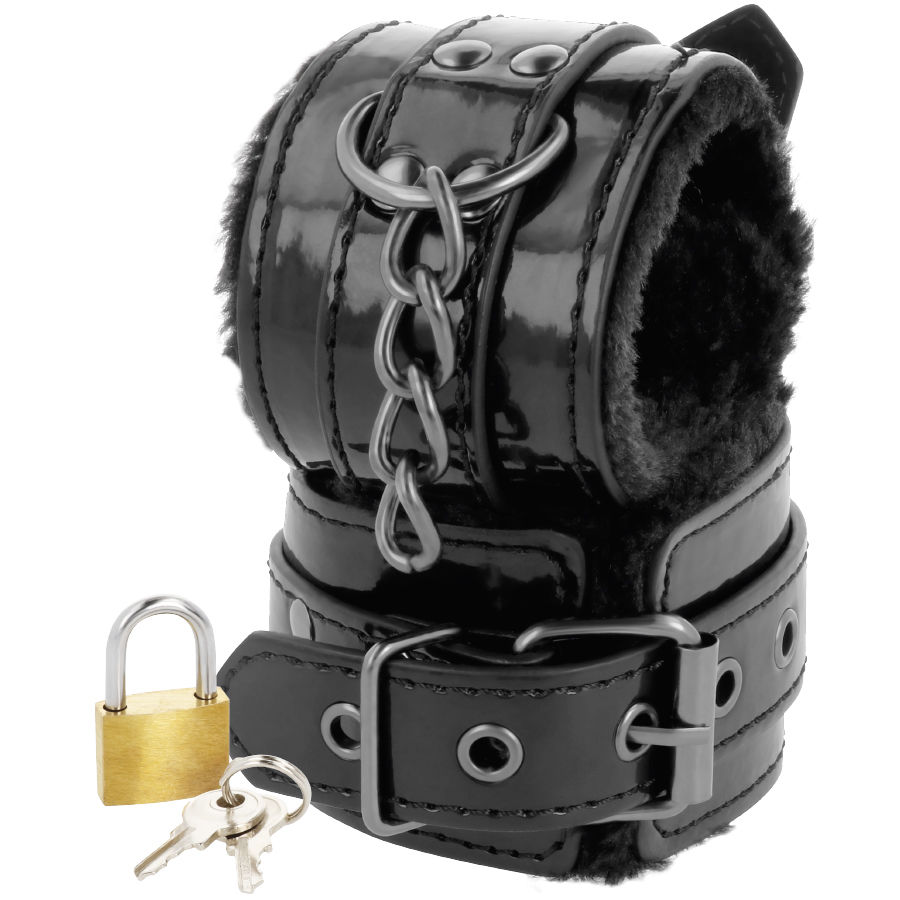 Darkness Bondage Leather Ankle Handcuffs With Padlock - 3