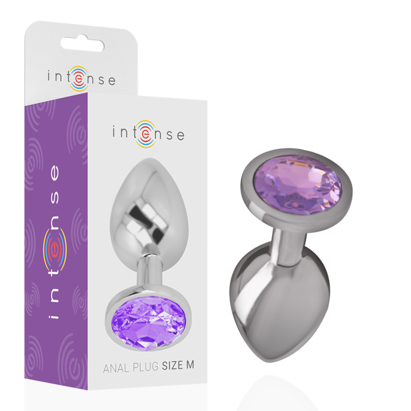 Intense Anal Toys Aluminum Metal Anal Plug With Violet Crystal Size - 2