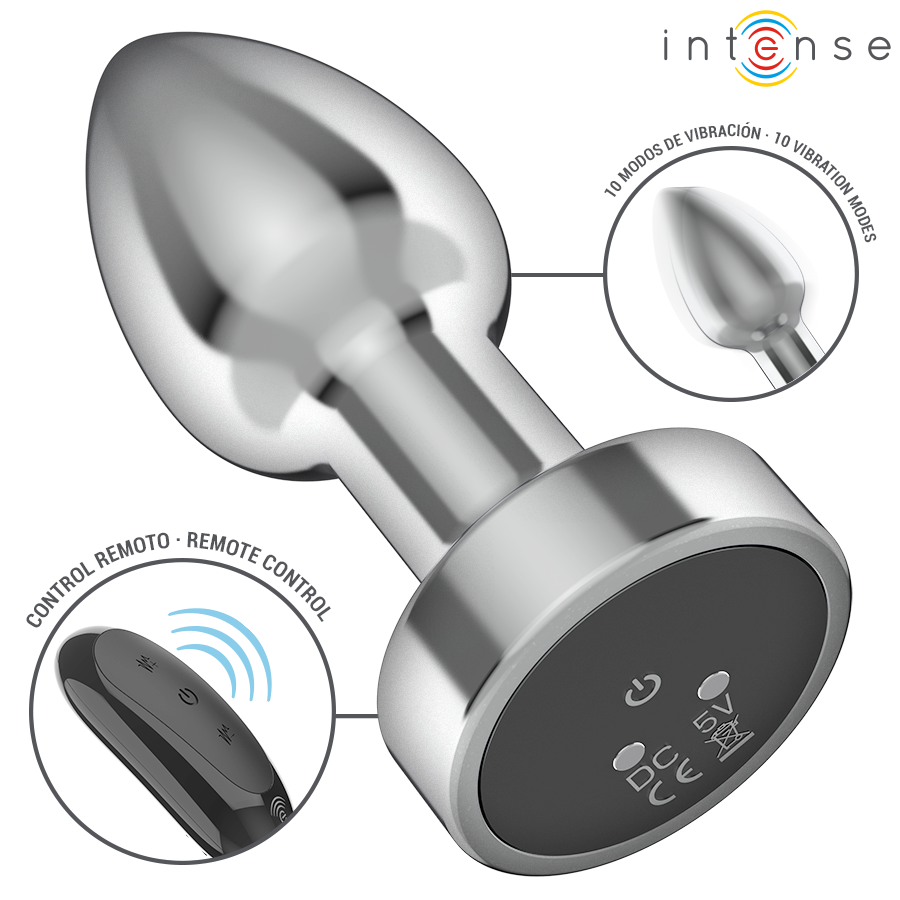 Intense Anal Toys Anal Plug 10 Vibrations Metal With Remote Control - 4