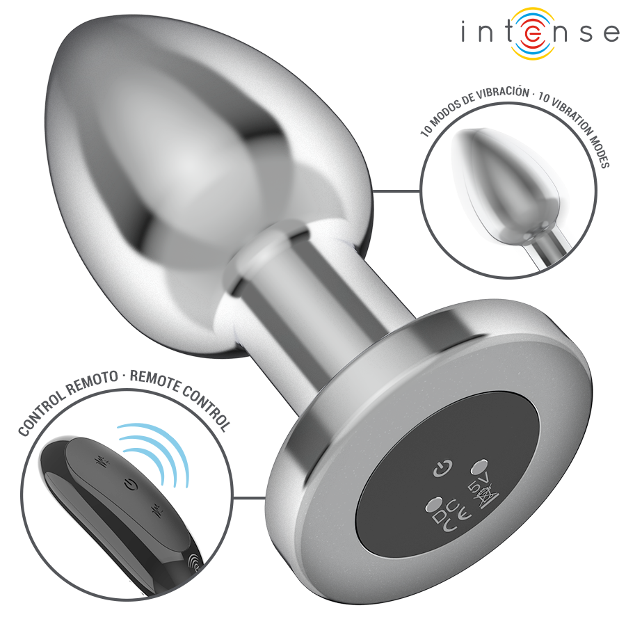 Intense Anal Toys Anal Plug 10 Vibrations Metal With Remote Control - 10