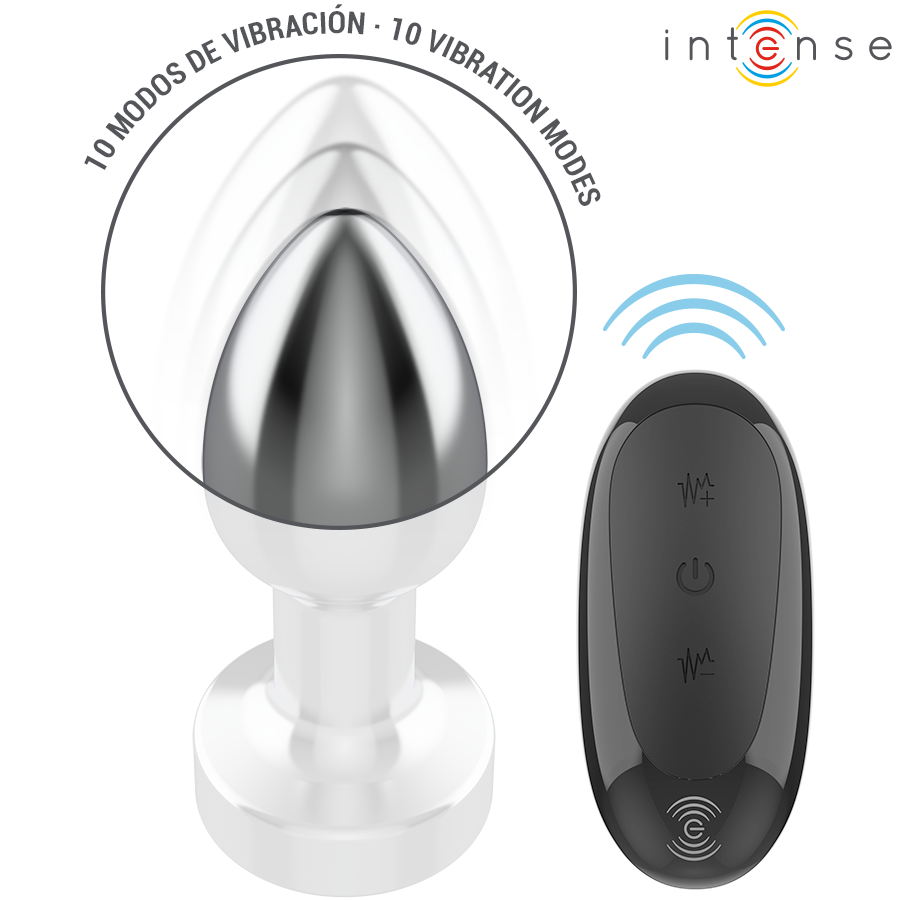 Intense Anal Toys Anal Plug 10 Vibrations Metal With Remote Control - 5