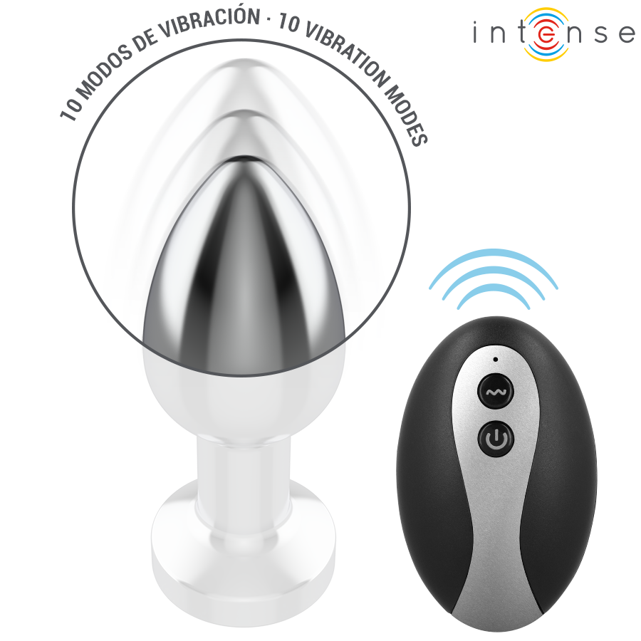 Intense Anal Toys Vibrating Metal Anal Plug With LED Lights And Remote Control Size - 5