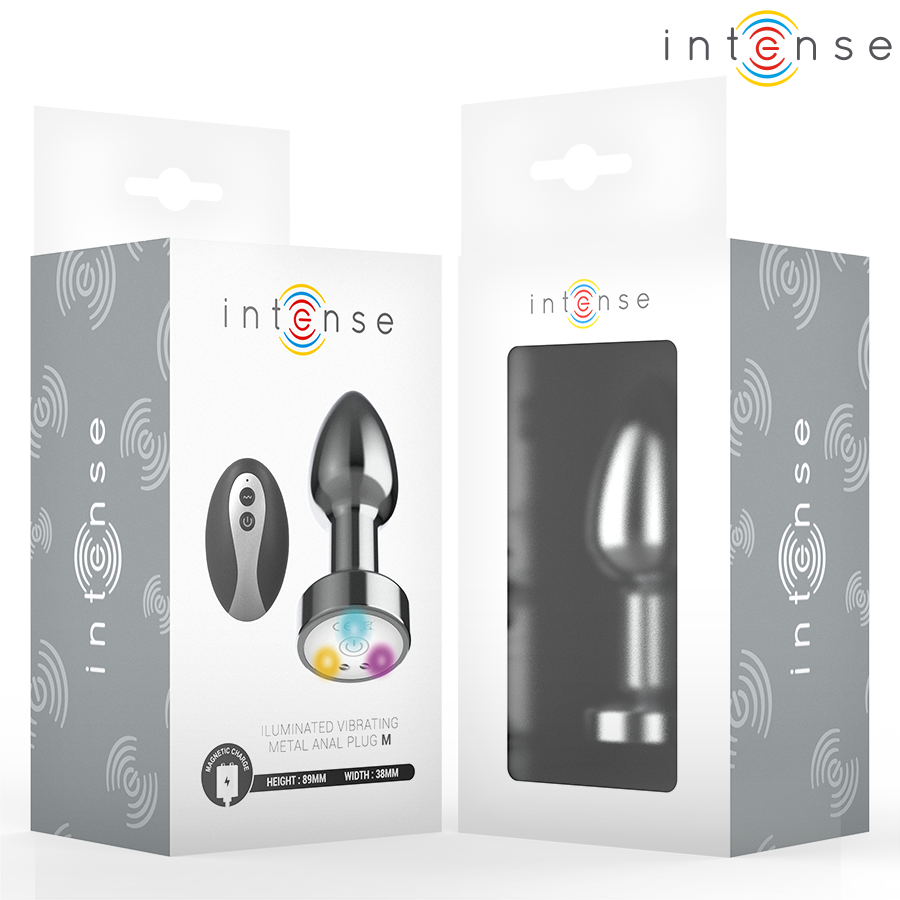 Intense Anal Toys Vibrating Metal Anal Plug With LED Lights And Remote Control Size - 8