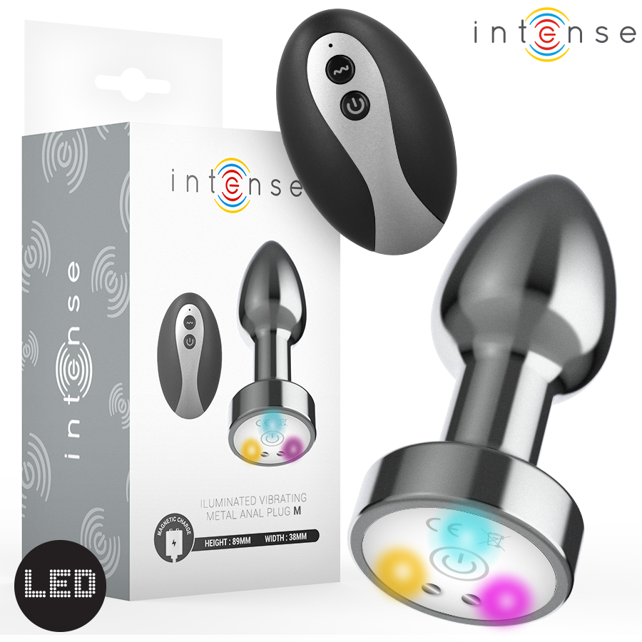 Intense Anal Toys Vibrating Metal Anal Plug With LED Lights And Remote Control Size - 2