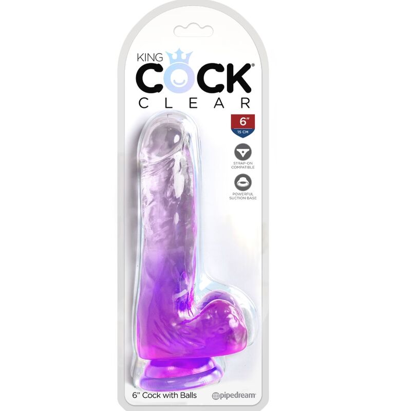 King Cock Clear Realistic Penis With Balls - 6