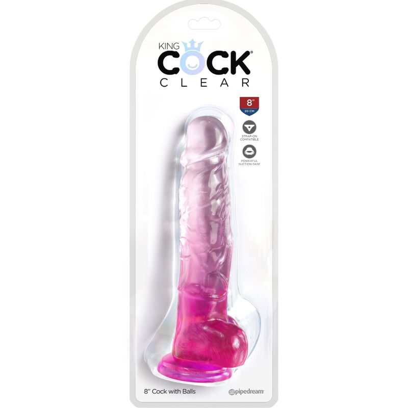 King Cock Clear Realistic Penis With Balls - 10